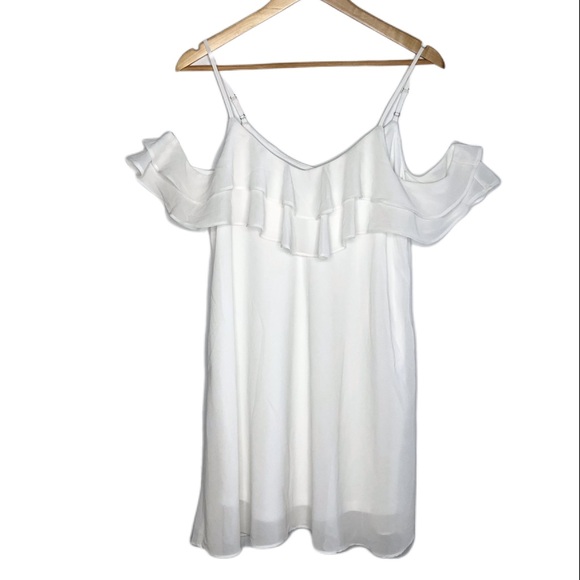 Lulu's White Off the Shoulder Ruffle Mini Dress - Picture 5 of 8